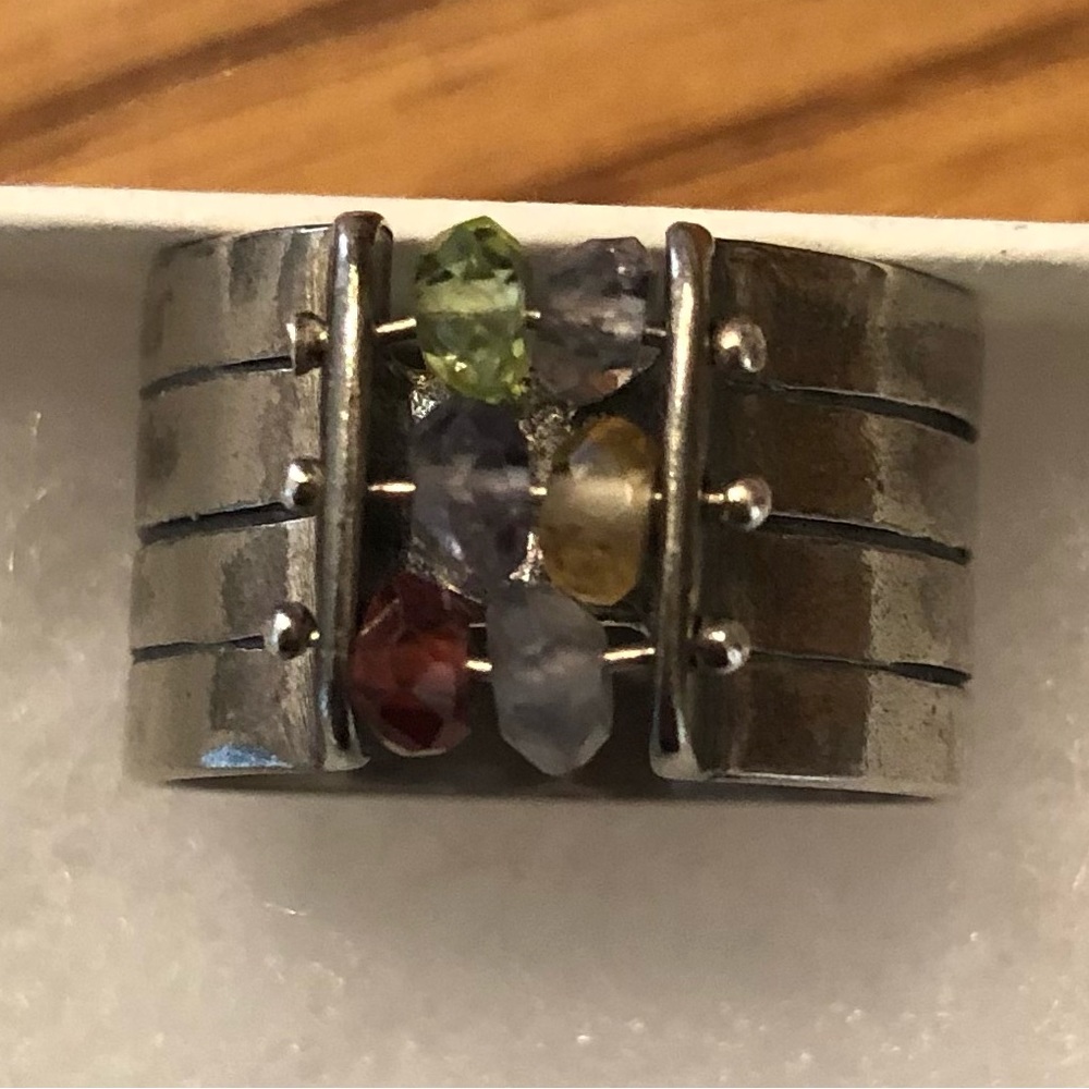 RARE Vintage Silpada Sterling Silver Semi-Precious Nuggets Ring R0925 Size 7